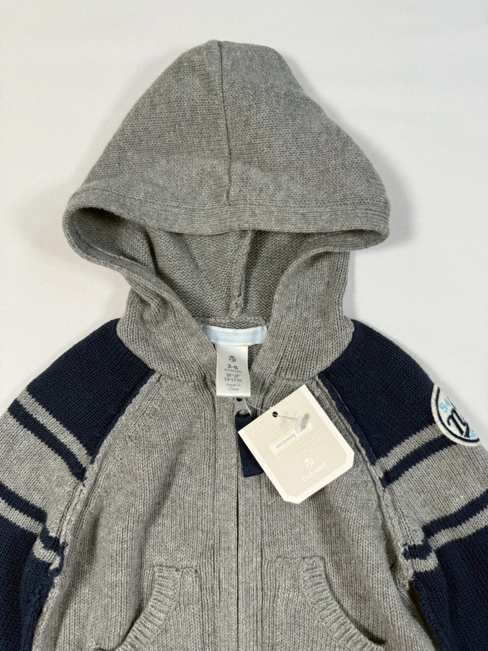 NWT OLD NAVY Y2K Varsity Sweater Hoodie‎ Toddler 3-6M Zip Up Cozy Preppy NEW